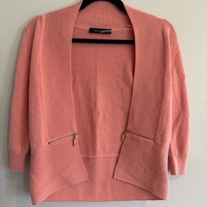 Ivanka Trump Coral-Pink Open Front Cardigan with Zip Pockets Women’s Size XS